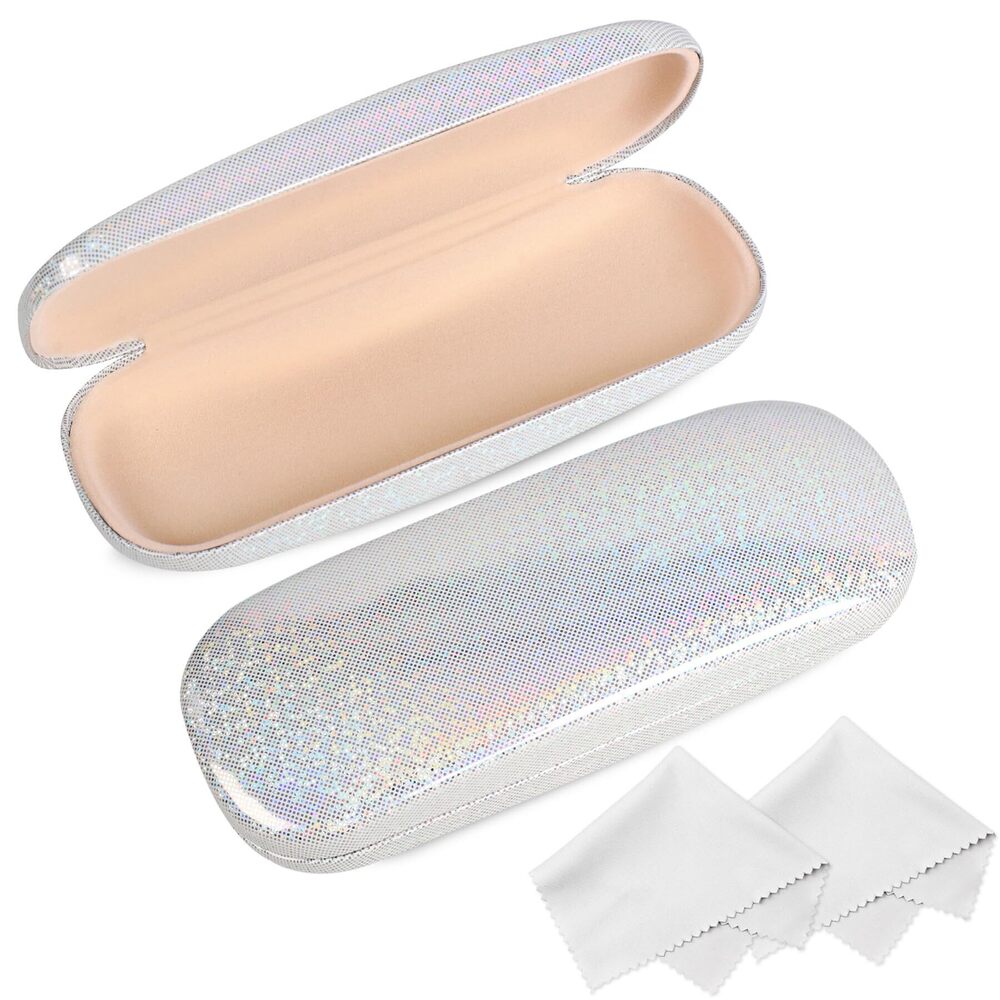 4984 Glasses Case, 2 Pack Eyeglass Case with Cleaning Cloth, Sparkling